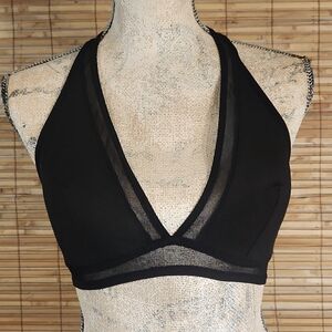 Mesh Inset Halter Bralette